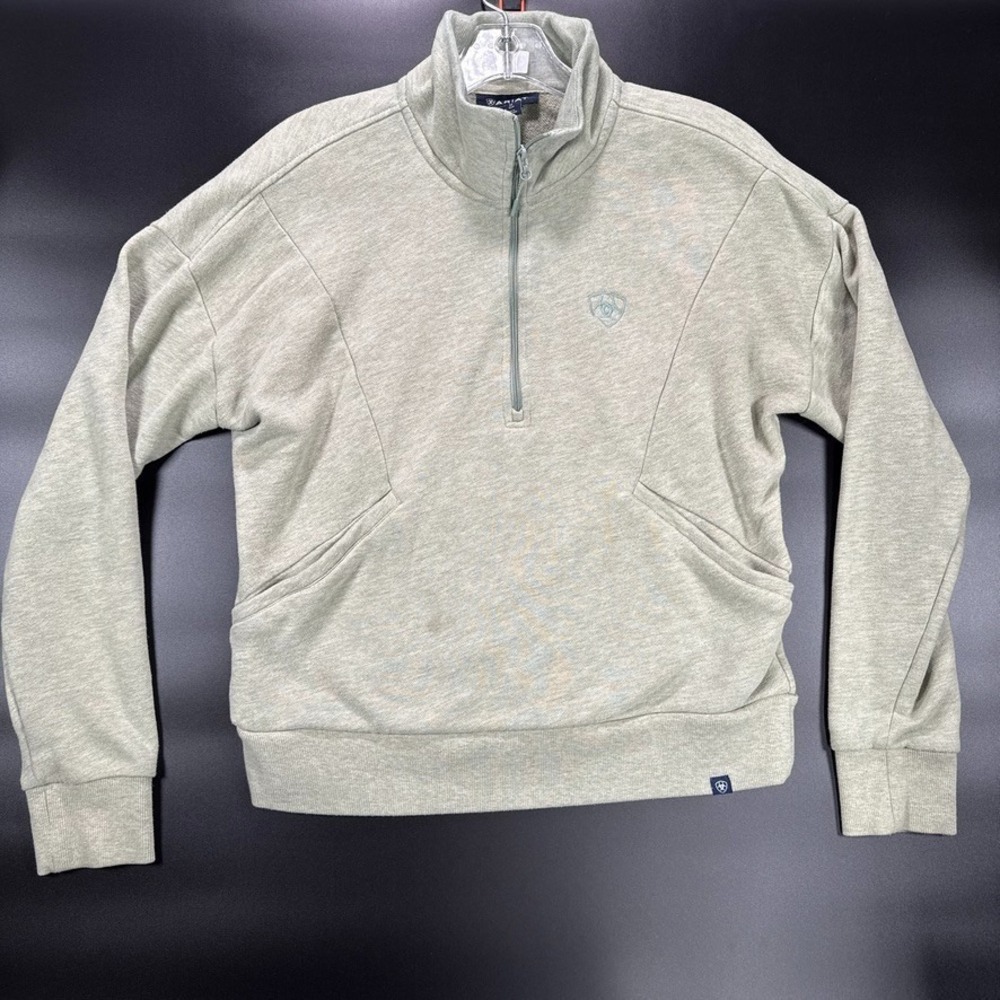 Ariat 1/2 Zip Sweatshirt Womens XS Green Fleece Pullover Equestrian Pockets